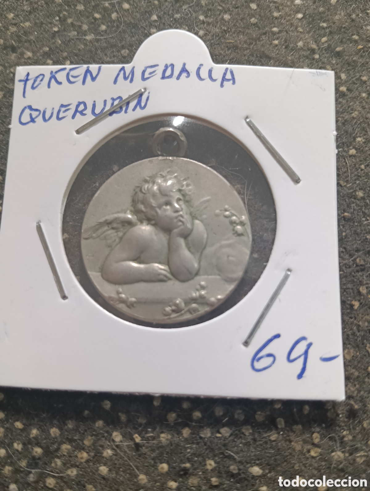 Monedas locales: Token, Jeton o medalla Querub&iacute;n plateado o plata 7,50 g. Aprox.