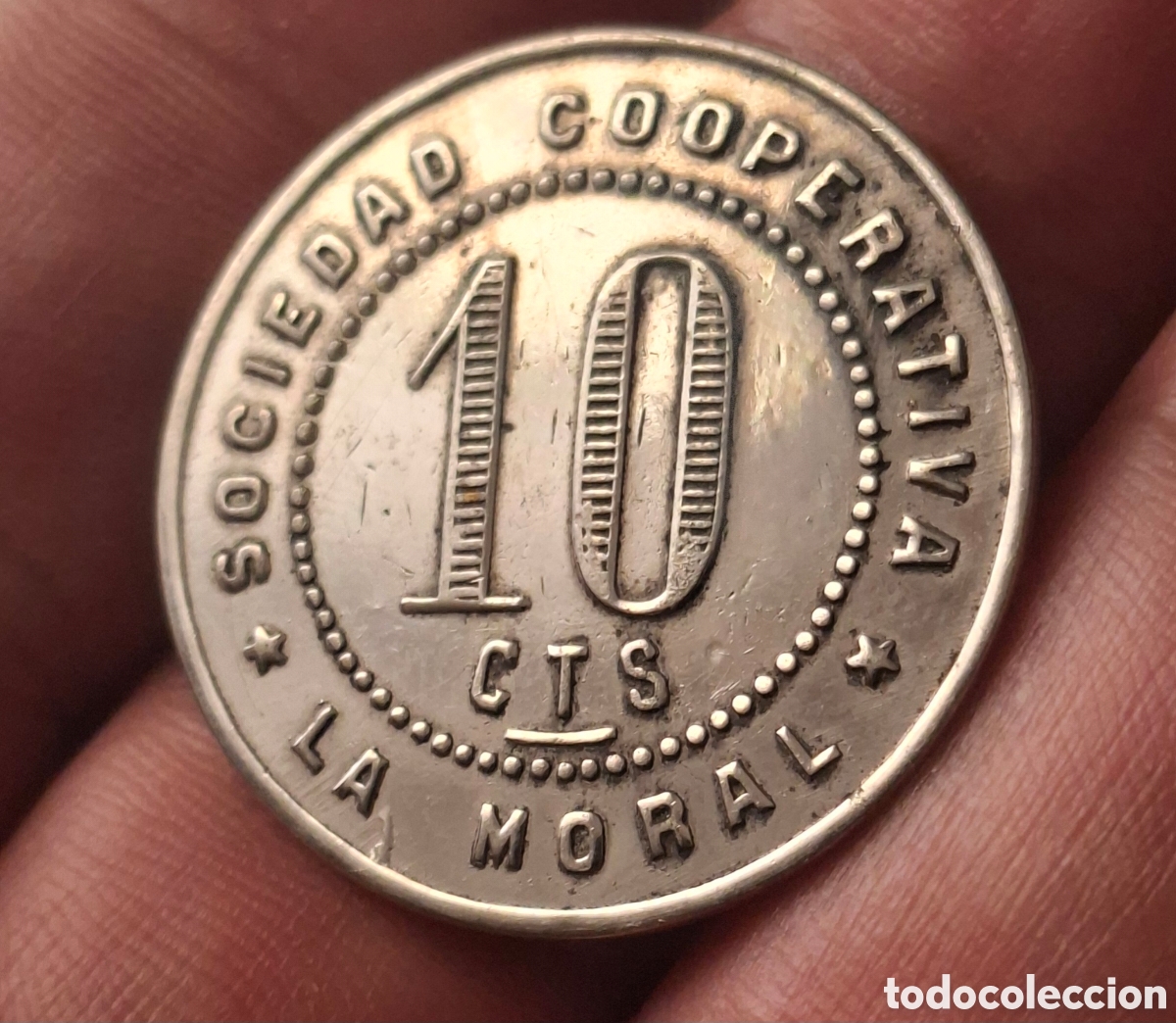 Monedas locales: Ficha Sociedad Cooperativa la Moral 10 cts niquelada