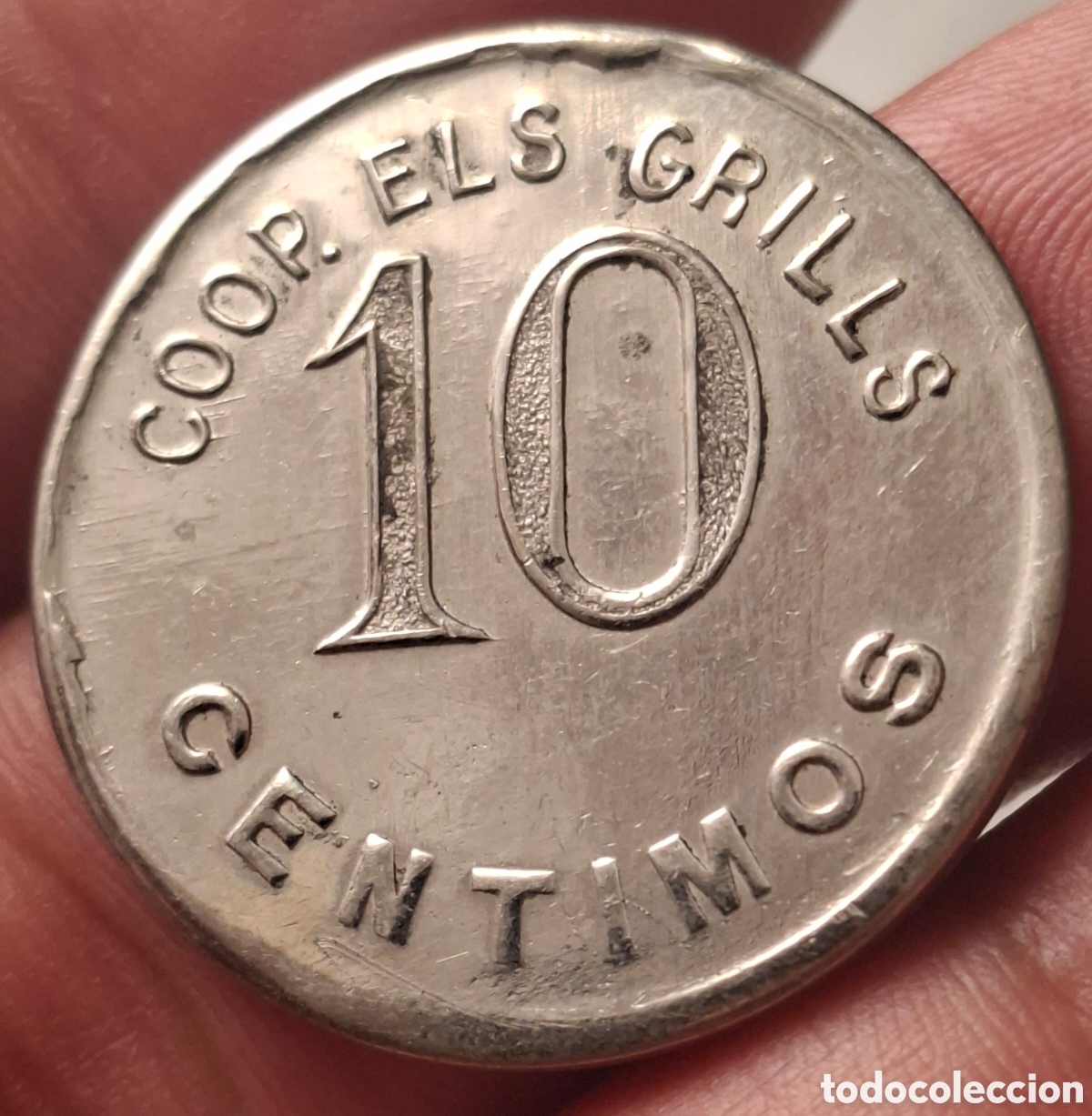 Monedas locales: Ficha moneda cooperativa Els grills 10 ctm Niquelada