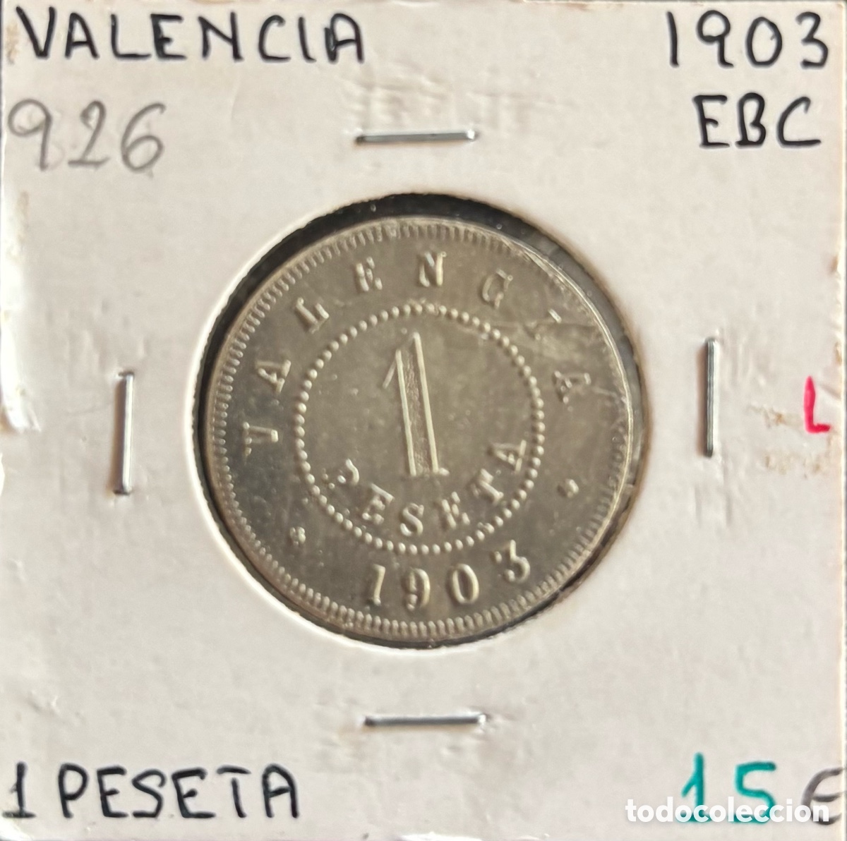 Monedas locales: Ficha monetaria. Sociedad. Coop. para el socorro y la instrucci&oacute;n del obrero. 1 pta. Valencia