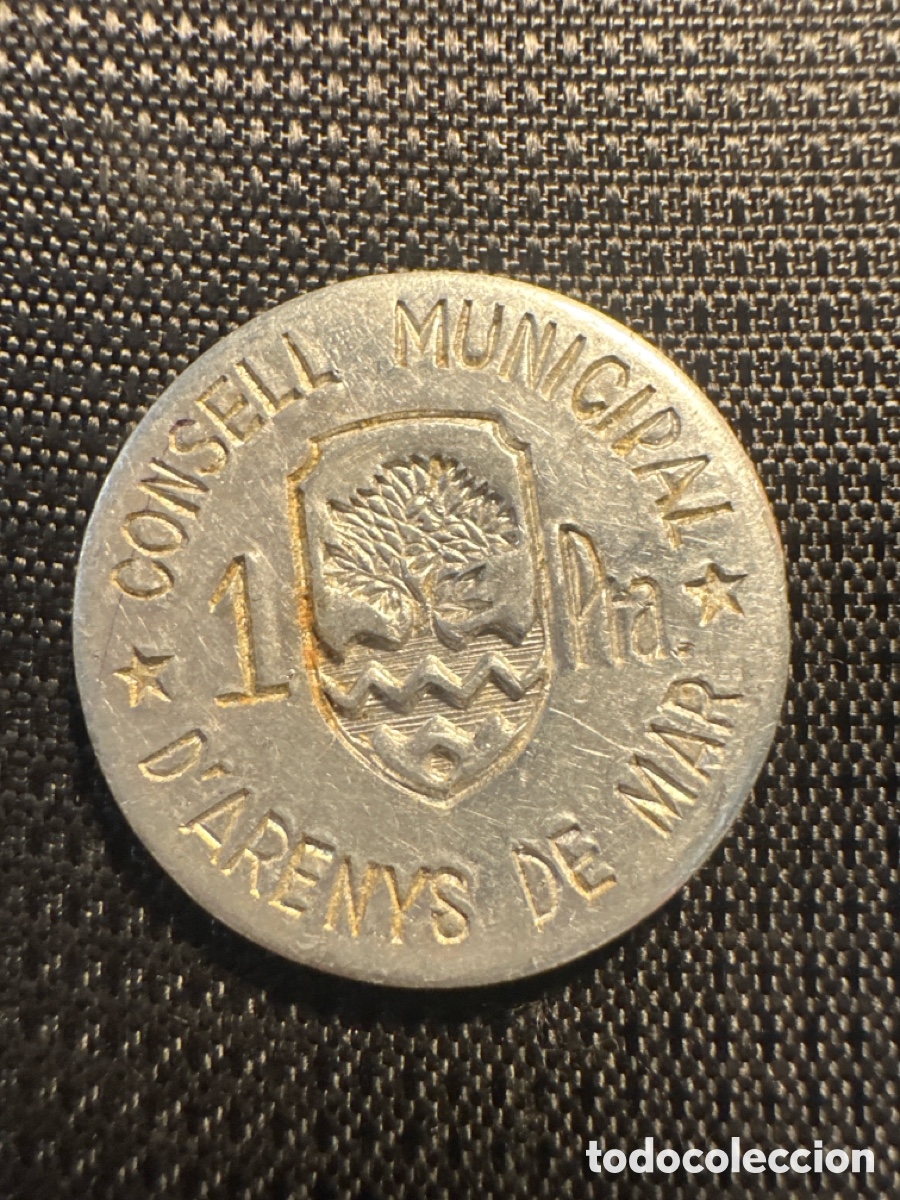 Monedas locales: Arenys de Mar 1 pta moneda original