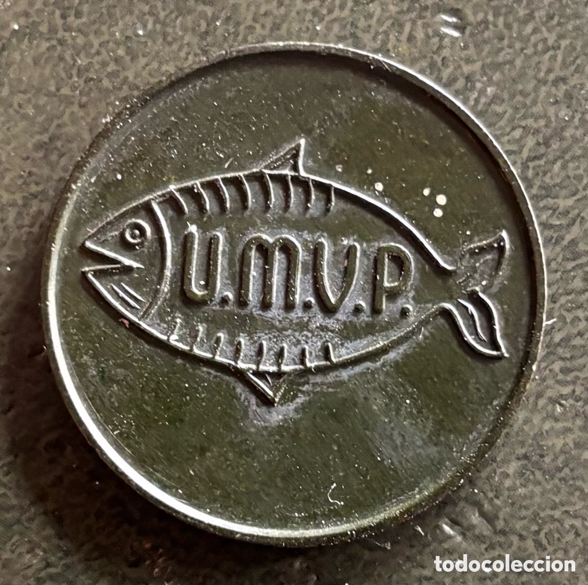 Monedas locales: Ficha monetaria. Rar&iacute;sima.Uni&oacute;n Mutualista de Vendedores de Pescado. 1 Barra