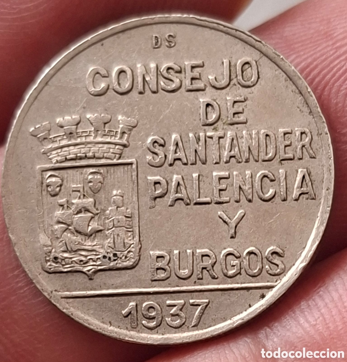 Monedas locales: Moneda guerra civil Consejo de Santander Palencia y Burgos 1 peseta 1937