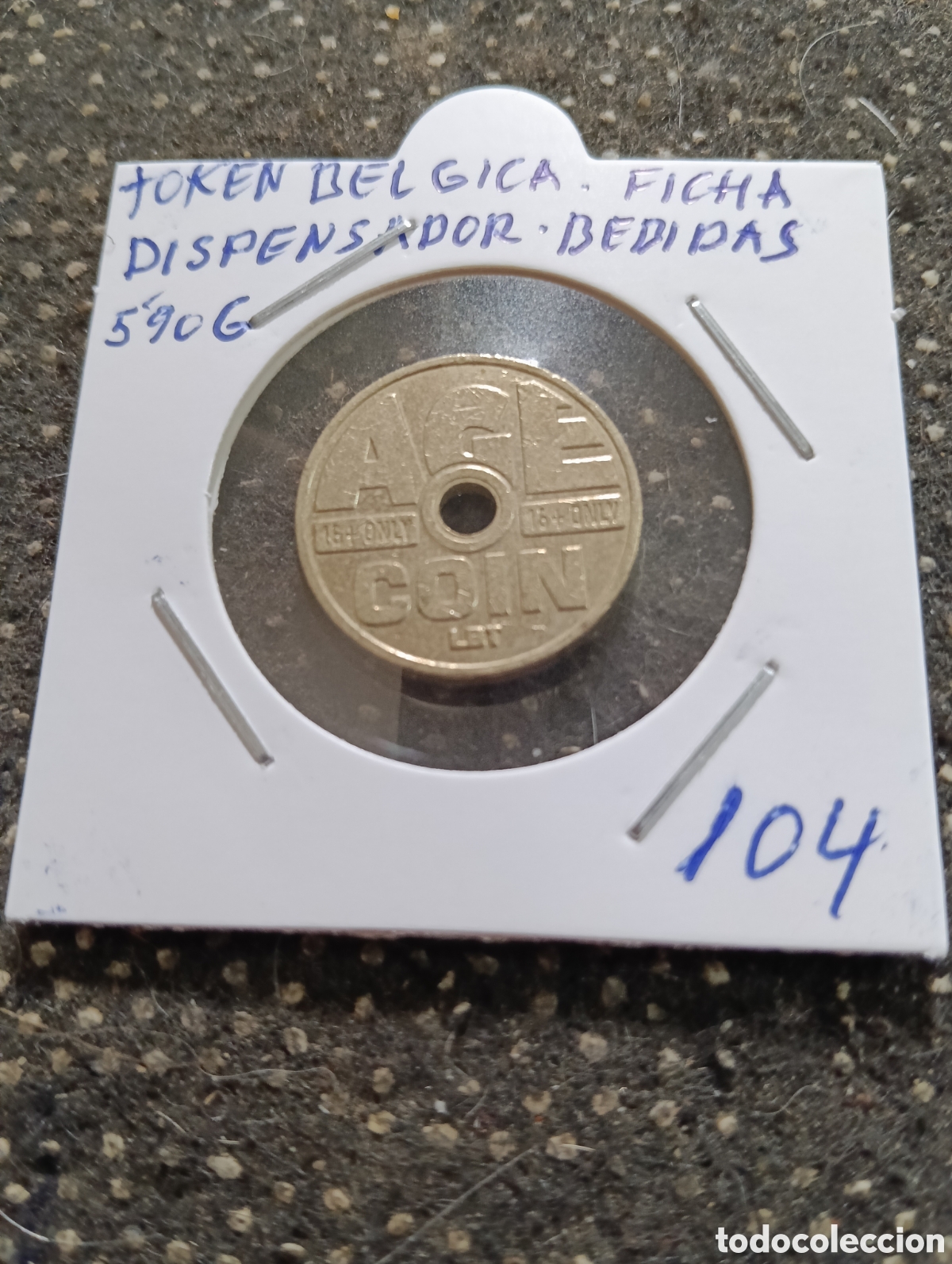 Monedas locales: Token o Jeton B&eacute;lgica ficha dispensadores de bebidas AGE