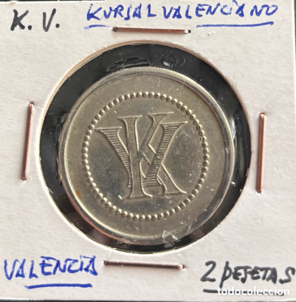Monedas locales: Ficha monetaria. Kursaal valenciano. 2 pesetas