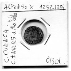 Monedas medievales: ANTIGUA MONEDA MEDIEVAL ESPAÑOLA ALFONSO X CECA CUENCA CUENCO INVERTIDO PUERTA CASTILLO DIFICIL