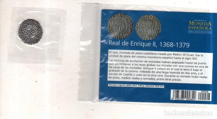 Monedas medievales: HISTORIA DE LA MONEDA ESPAÑOLA. EL MUNDO. REAL DE ENRIQUE II. - Foto 2 - 196598751