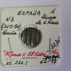 Monedas medievales: MONEDA DE 1 DINERO DE 6 LINEAS ND DE ALFONSO X EL SABIO ( 1252-1284), CORUÑA AB.230.1 MBC