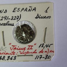 Monedas medievales: MONEDA DE 1 DINERO ND DE JAIME II ( 1291-1327 ) DE BARCELONA, AB.868 EN MBC