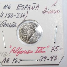 Monedas medievales: MONEDA DE 1 DINERO ND DE ALGONSO IX ( 1180-1230 ) DE LA CORUÑA, AB 123 EN MBC