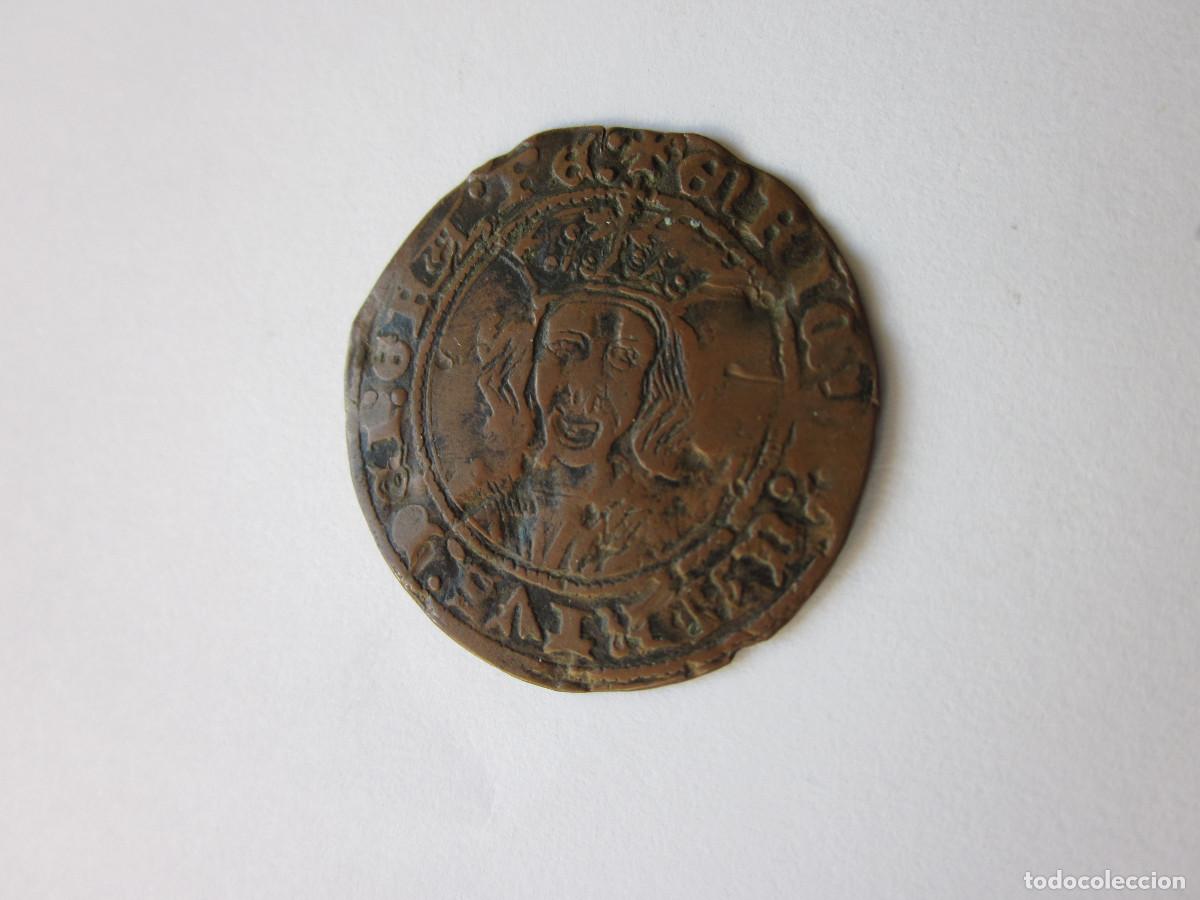 Moedas medievais: Cuartillo de Enrique IV. Villal&oacute;n. Escaso.