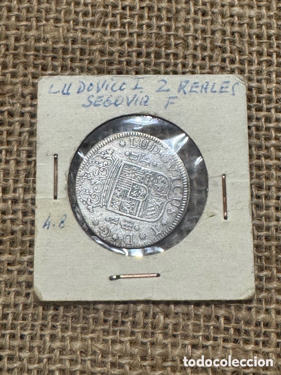 Monedas medievales: Moneda de 2 Reales de Luis I. A&ntilde;o 1724 . Cerca de Segovia. Ensayador F.Plata.