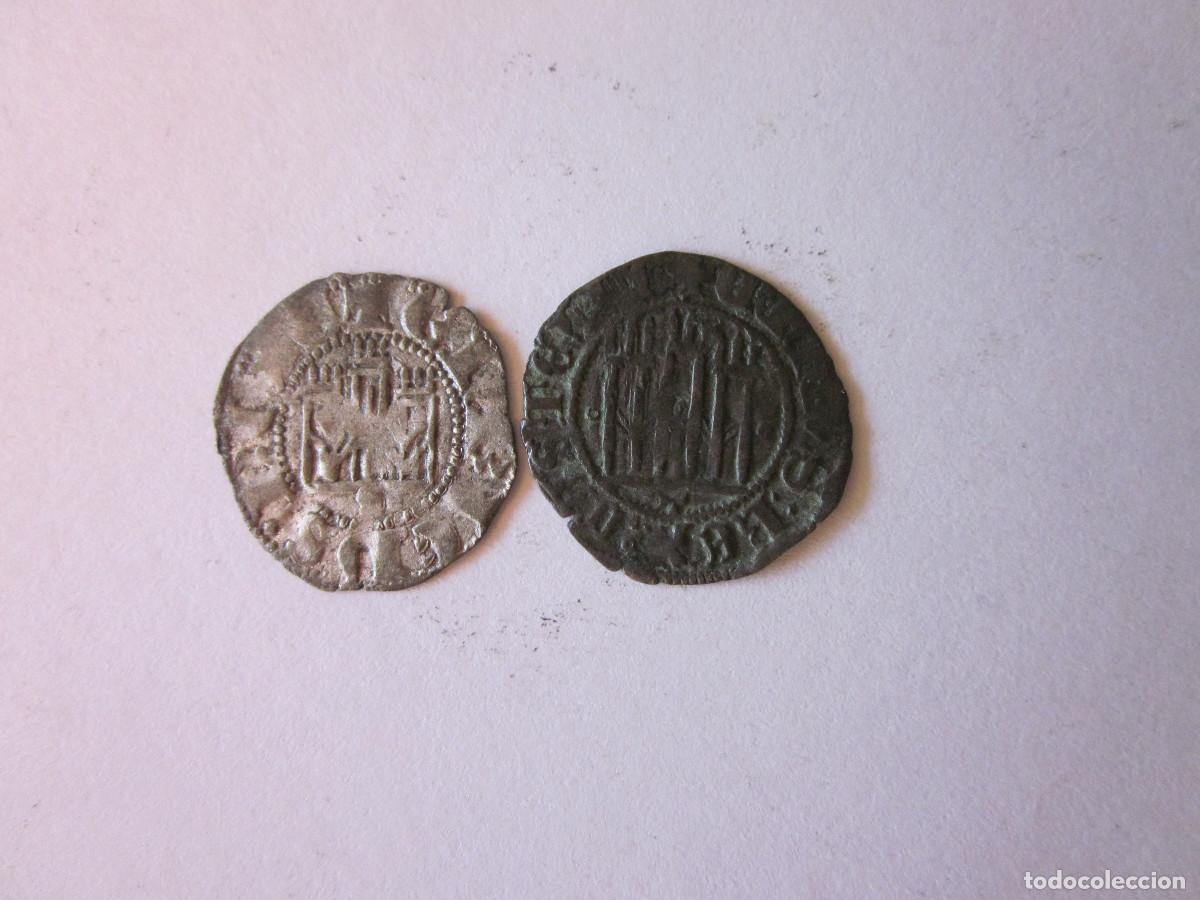 Monedas medievales: 2 Novenes redondos de Enrique III. Sevilla y Toledo. Escasos.