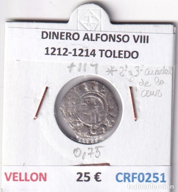 Monedas medievales: CRF0251 MONEDA ESPA&Ntilde;A DINERO ALFONSO VIII 1212-1214 TOLEDO VELLON