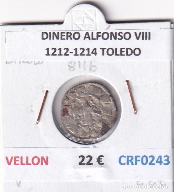 Monnaies m&eacute;di&eacute;vales: CRF0243 MONEDA ESPA&Ntilde;A DINERO ALFONSO VIII 1212-1214 TOLEDO VELLON