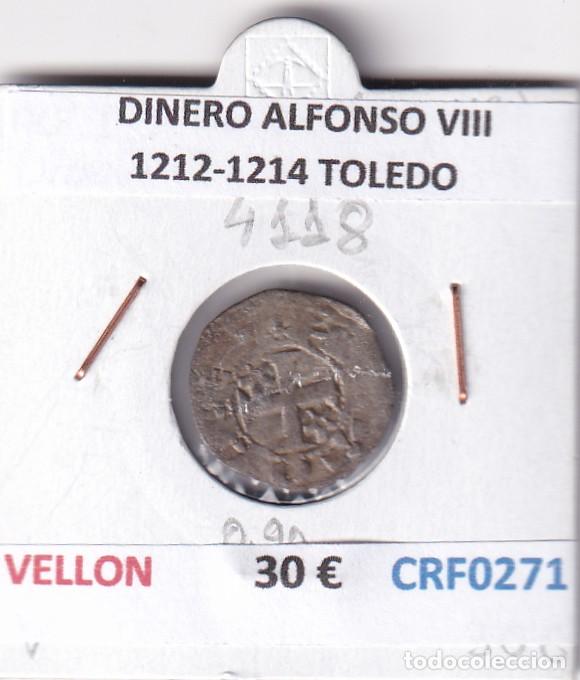 Monnaies m&eacute;di&eacute;vales: CRF0271 MONEDA ESPA&Ntilde;A DINERO ALFONSO VIII 1212-1214 TOLEDO VELLON