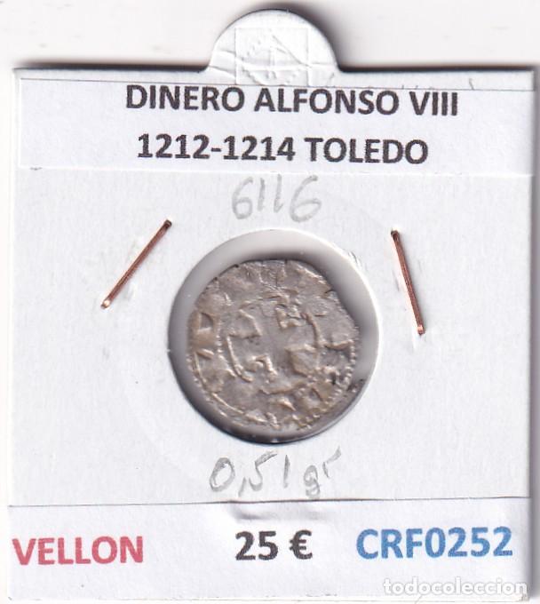 Monnaies m&eacute;di&eacute;vales: CRF0252 MONEDA ESPA&Ntilde;A DINERO ALFONSO VIII 1212-1214 TOLEDO VELLON