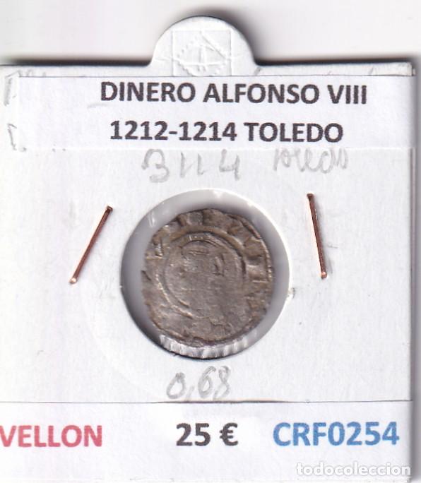 Monnaies m&eacute;di&eacute;vales: CRF0254 MONEDA ESPA&Ntilde;A DINERO ALFONSO VIII 1212-1214 TOLEDO VELLON