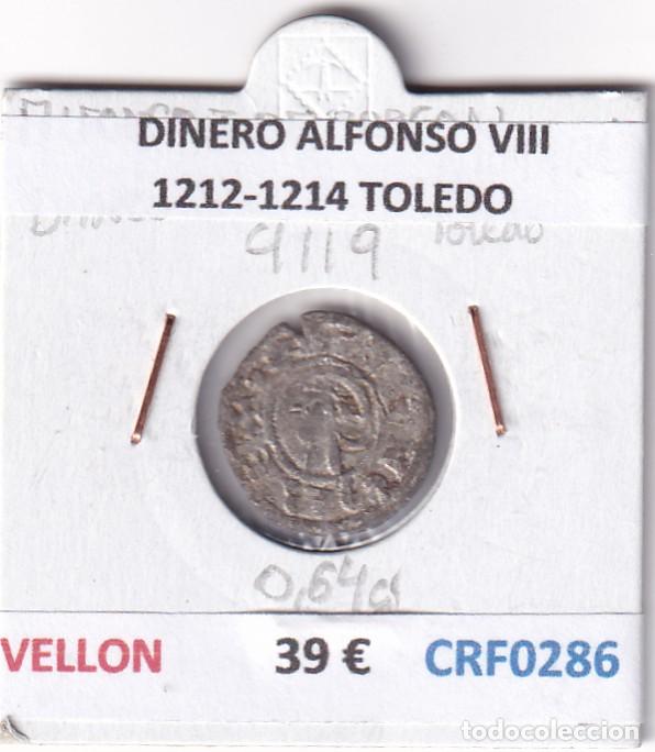 Monnaies m&eacute;di&eacute;vales: CRF0286 MONEDA ESPA&Ntilde;A DINERO ALFONSO VIII 1212-1214 TOLEDO VELLON