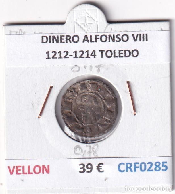 Mittelalterliche M&uuml;nzen: CRF0285 MONEDA ESPA&Ntilde;A DINERO ALFONSO VIII 1212-1214 TOLEDO VELLON