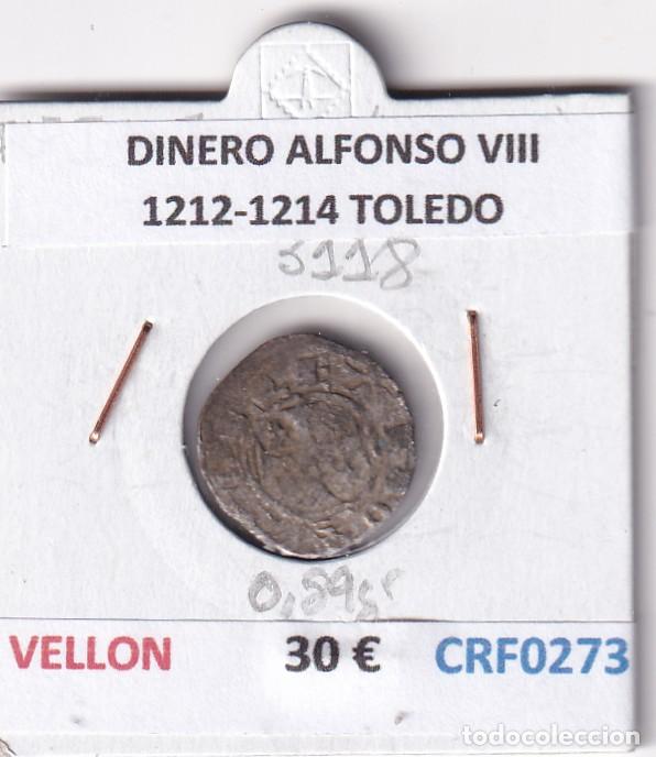 Monedas medievales: CRF0273 MONEDA ESPA&Ntilde;A DINERO ALFONSO VIII 1212-1214 TOLEDO VELLON