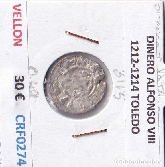 Monedas medievales: CRF0274 MONEDA ESPA&Ntilde;A DINERO ALFONSO VIII 1212-1214 TOLEDO VELLON