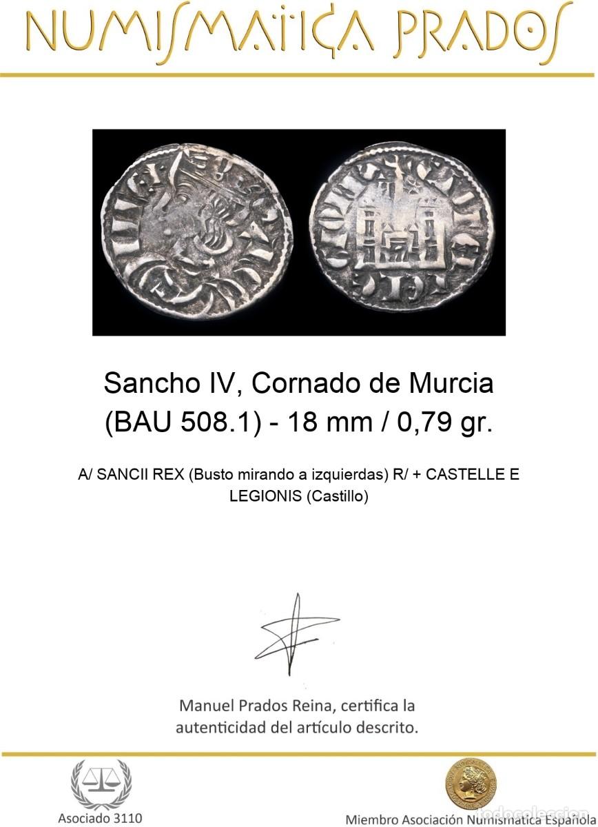 Monedas medievales: Sancho IV, Cornado de Murcia (BAU 508.1) - 18 mm / 0,79 gr.