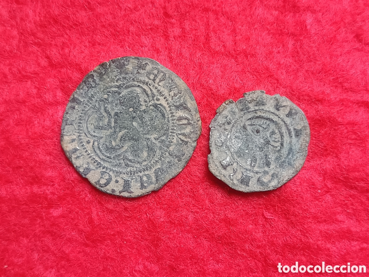 Monedas medievales: Lote blanca Enrique III Y dinero Alfonso VIII