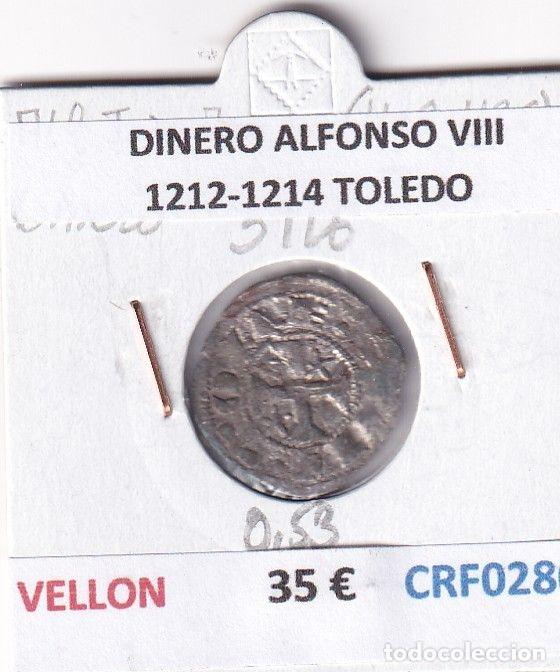 Monete medievali: CRF0280 MONEDA ESPA&Ntilde;A DINERO ALFONSO VIII 1212-1214 TOLEDO VELLON
