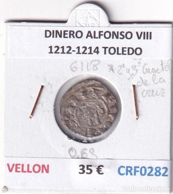Monete medievali: CRF0282 MONEDA ESPA&Ntilde;A DINERO ALFONSO VIII 1212-1214 TOLEDO VELLON