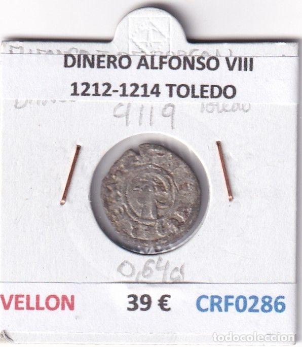 Monete medievali: CRF0286 MONEDA ESPA&Ntilde;A DINERO ALFONSO VIII 1212-1214 TOLEDO VELLON