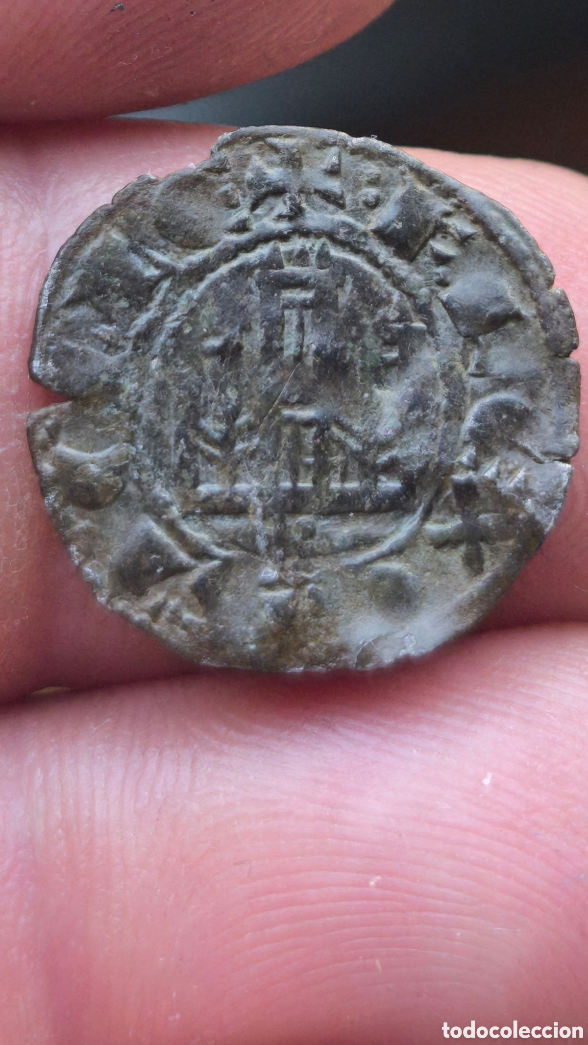 Monedas medievales: Fernando IV dinero Burgos vell&oacute;n plata