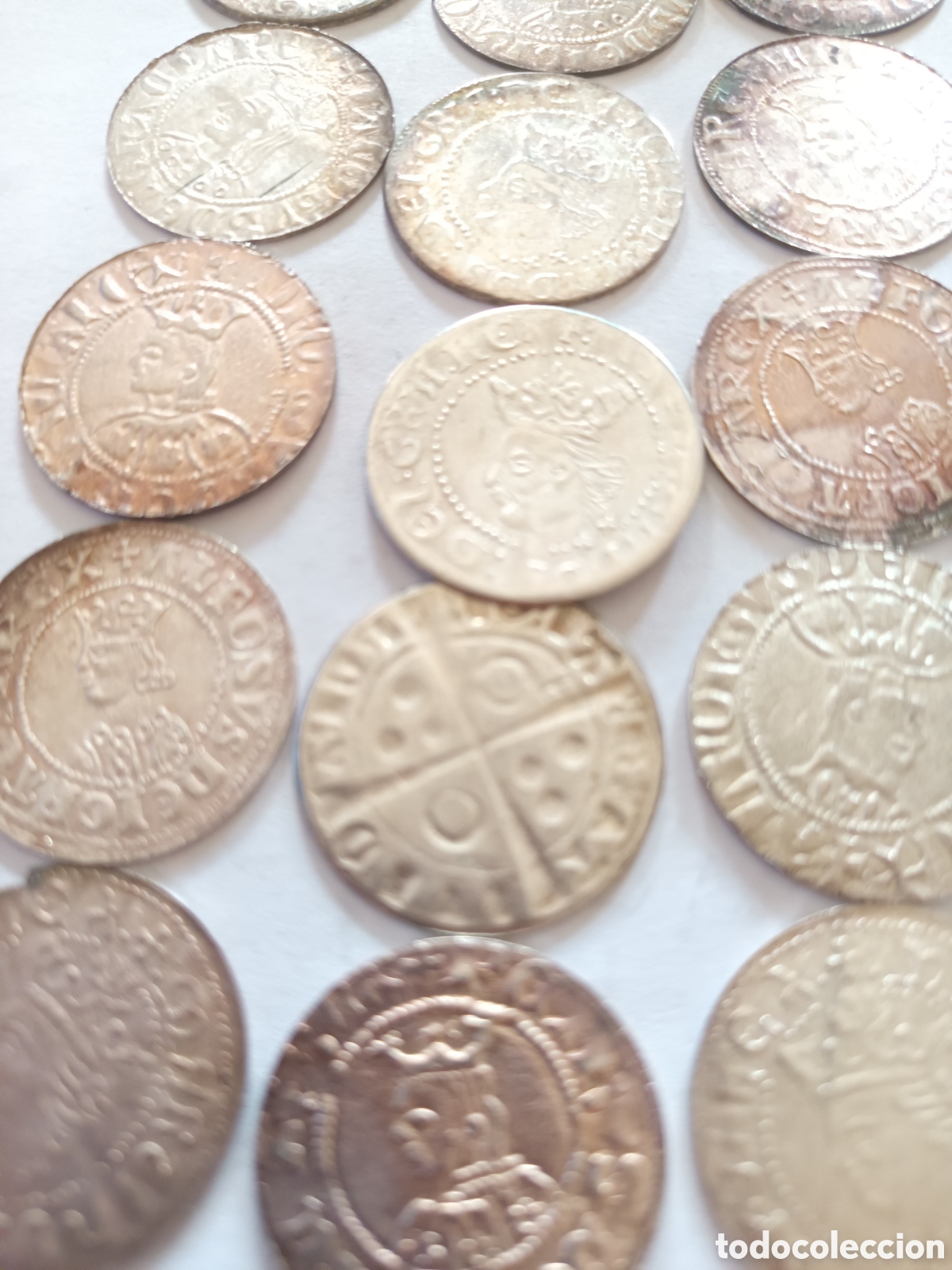 Monedas medievales: LOTE DE 16 MONEDAS ANTIGUAS DE PLATA DEL SIGLO XIV DE CATALU&Ntilde;A