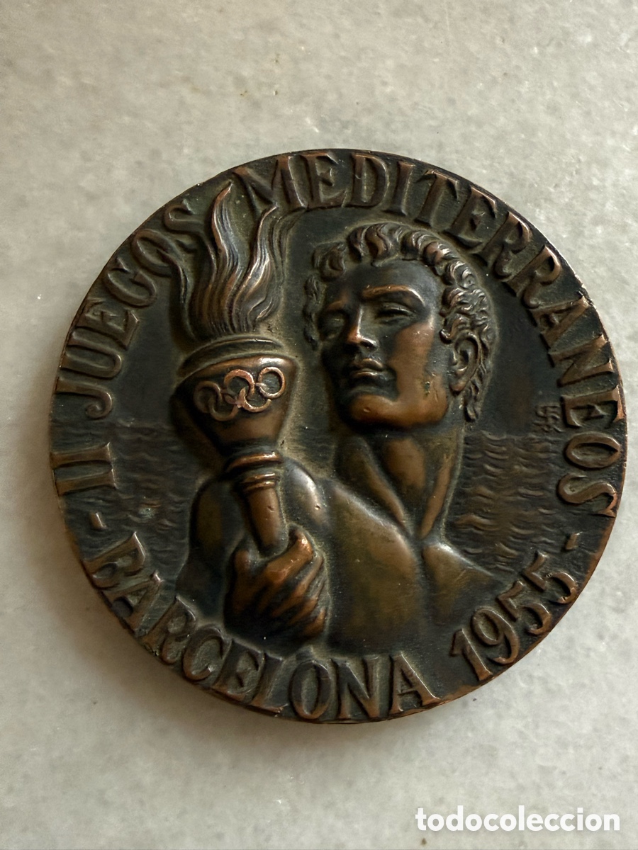 Monedas medievales: MEDALLA DE BRONCE DE LOS II JUEGOS MEDITERR&Aacute;NEOS DE BARCELONA A&Ntilde;O 1955