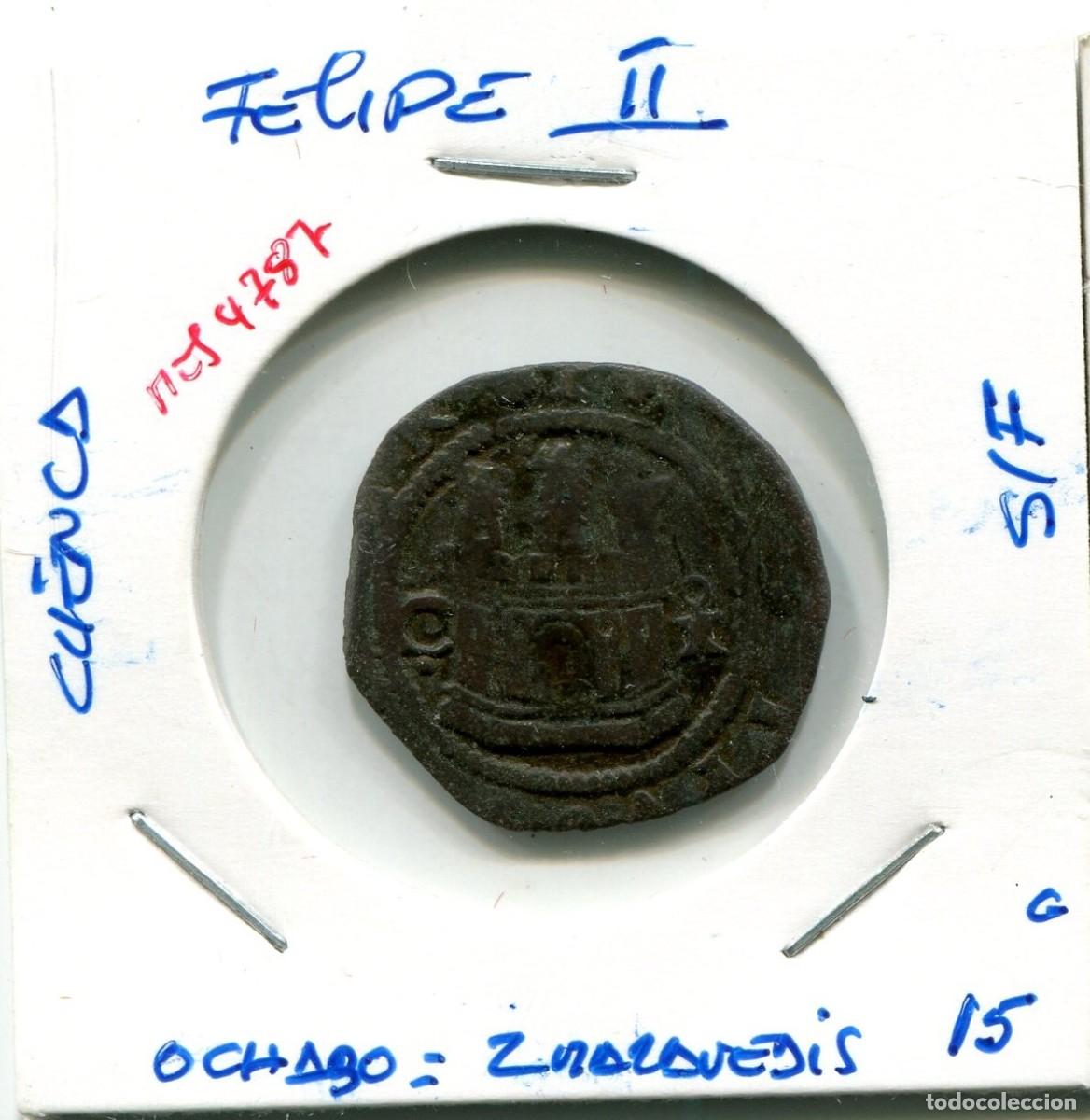 Monedas medievales: OCHABO IGUAL A DOS MARAVEDIS FELIPE II S/F CUENCA ( MES4787 )