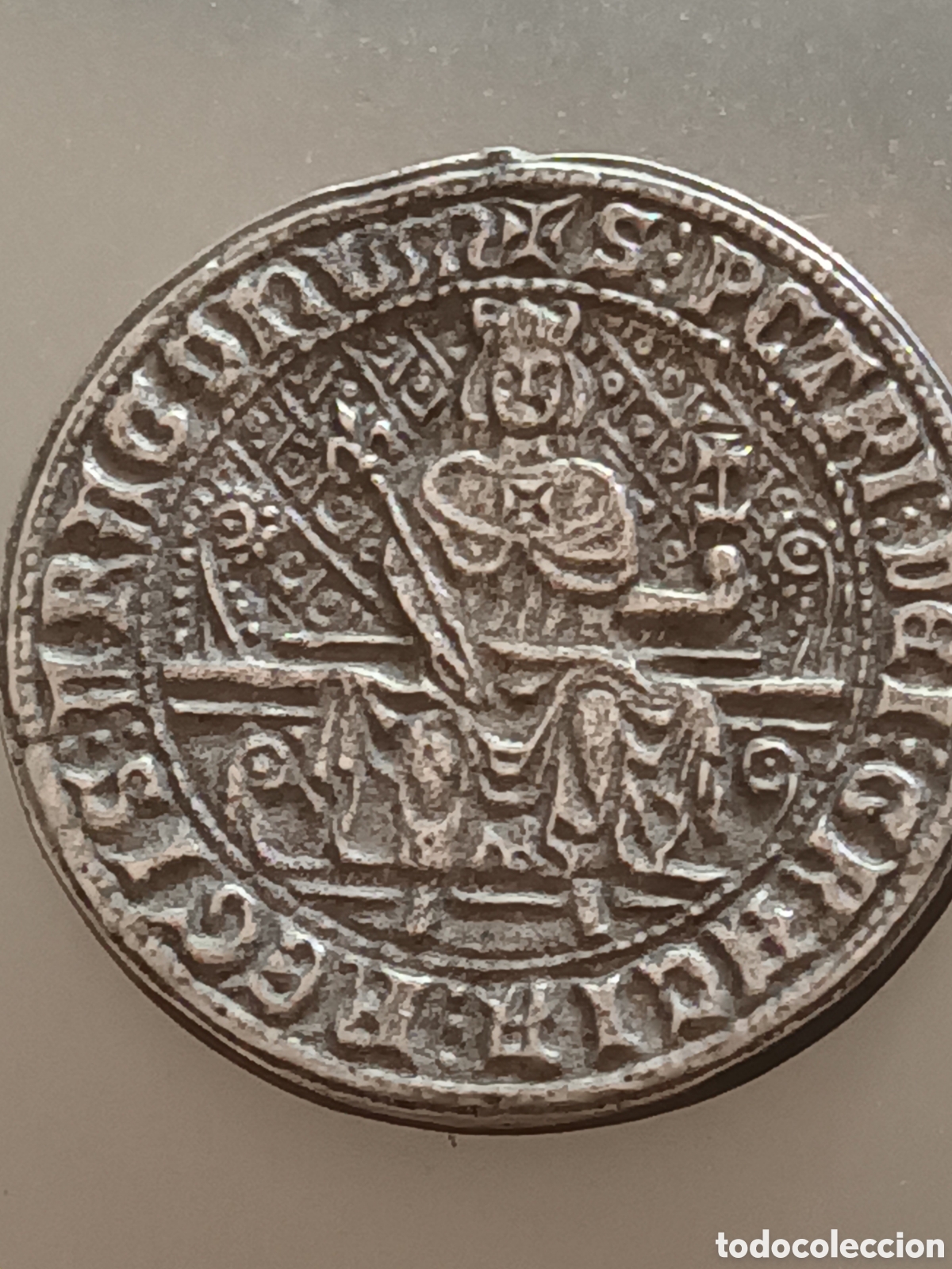 Monedas medievales: REPLICA SELLO DE PLOMO DEL REY PEDRO IV EL CEREMONIOSO A&Ntilde;O 1339 SIGLO XIV