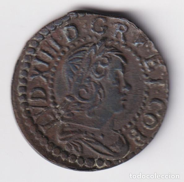 Monedas medievales: MONEDA SEISENO DE COBRE BARCELONA - LUIS XIV REY FRANCIA 1643 SEGADORS