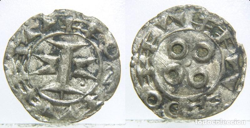 Monedas medievales: DINER MELGOR&Ecirc;S 1100-1300 DC, dinero de vell&oacute;n feudal de Melgueil ,condado de Occitania