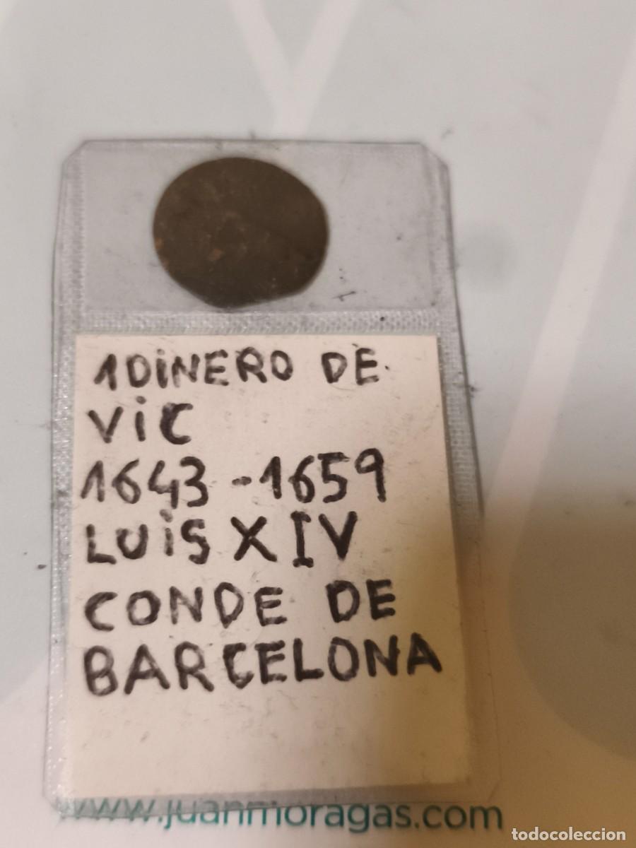 Monedas medievales: 1 dinero de Vic 1643-1659 Luis XIV conde de Barcelona