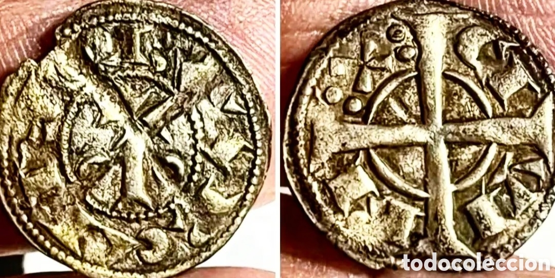 Monedas medievales: DINERO DE VELL&Oacute;N. ALFONSO ll. 1166-1196. REY DE ARAG&Oacute;N. CECA DE BARCELONA.
