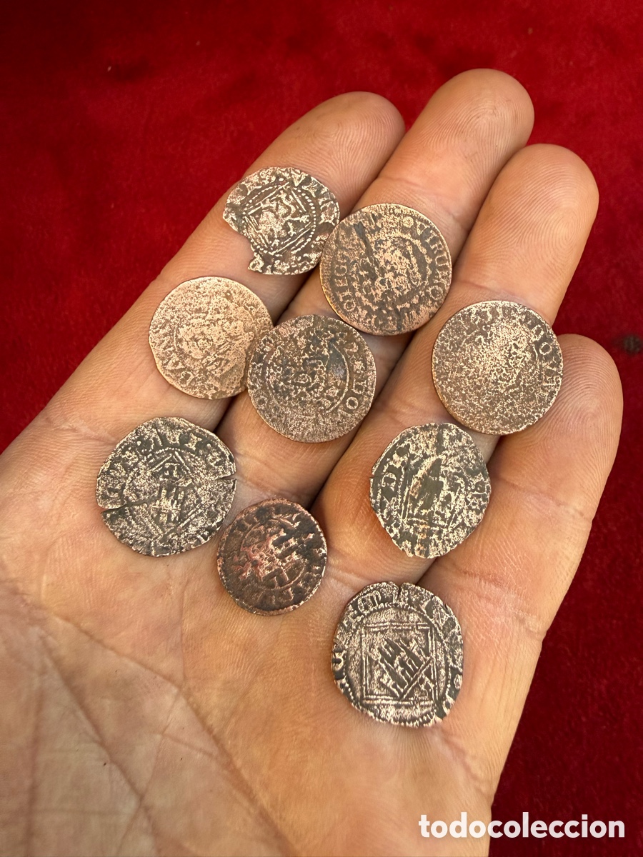 Monnaies m&eacute;di&eacute;vales: Lote 7!Lote de monedas antiguas medievales,sig.XVI-XVII