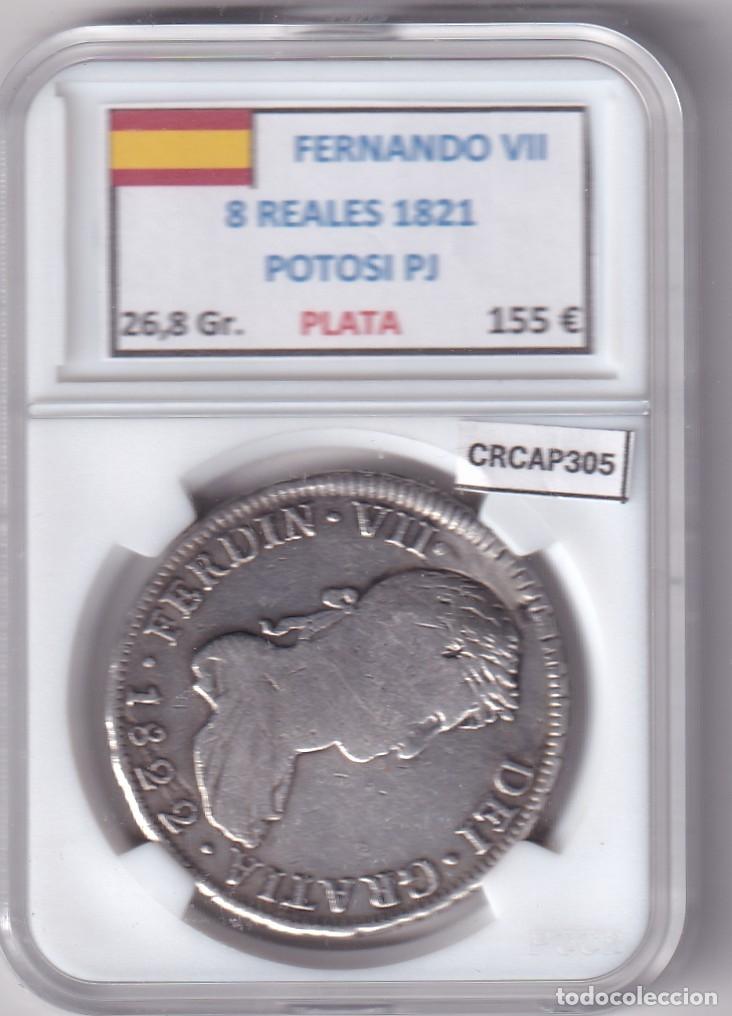 Monedas medievales: CRCAP305 MONEDA ESPA&Ntilde;A FERNANDO VII 8 REALES 1821 POTOSI PJ PLATA
