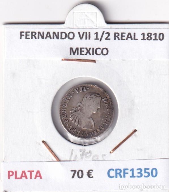 Medieval Coins: CRF1350 MONEDA ESPA&Ntilde;A FERNANDO VII 1/2 REAL 1810 MEXICO PLATA ENSAYADOR HJ BUSTO IMAGINARIO