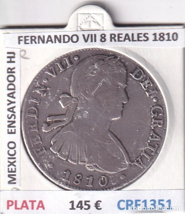 Medieval Coins: CRF1351 MONEDA ESPA&Ntilde;A FERNANDO VII 8 REALES 1810 MEXICO PLATA ENSAYADOR HJ