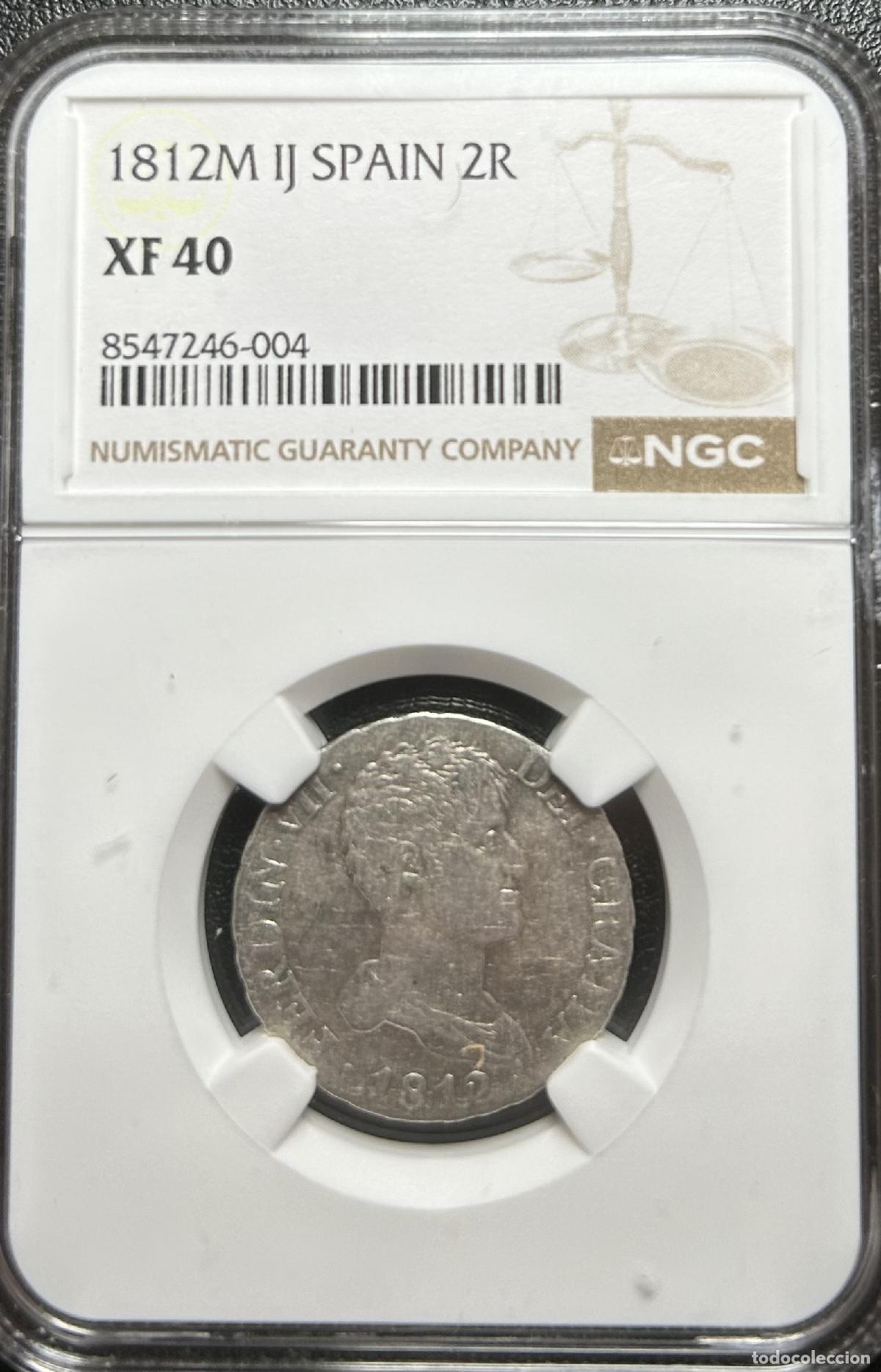 Moedas medievais: CRCAP100 CAPSULA NGC ESPA&Ntilde;A FERNANDO VII 2 REALES 1812 MADRID IJ XF40