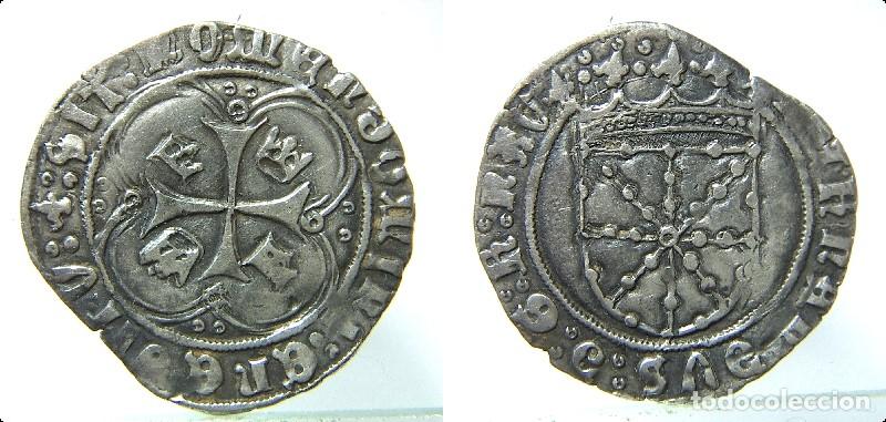 Monedas medievales: Moneda de Fernando II ,1 Real de Pamplona ,3,20 gr. muy excasa