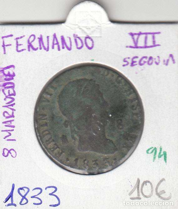 Monedas medievales: CRE0094 MONEDA ESPA&Ntilde;A FERNANDO VII 8 MARAVEDIES SEGOVIA 1833