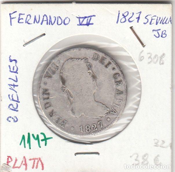 Mittelalterliche M&uuml;nzen: CRE1147 MONEDA ESPA&Ntilde;A 2 REALES FERNANDO VII 1827 SEVILLA