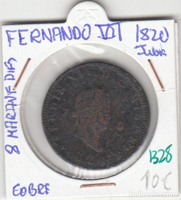 Mittelalterliche M&uuml;nzen: CRE1328 MONEDA ESPA&Ntilde;A 8 MARAVEDIS FERNANDO VII 1820 JUBIA