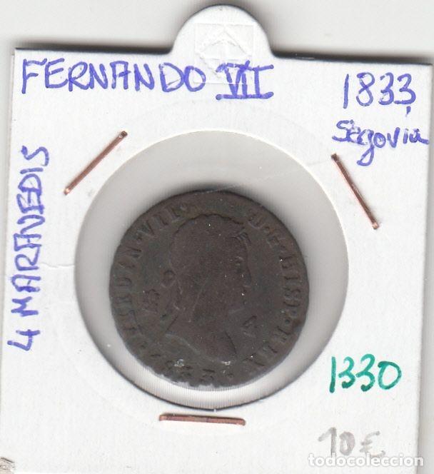 Mittelalterliche M&uuml;nzen: CRE1330 MONEDA ESPA&Ntilde;A 4 MARAVEDIS FERNANDO VII 1833 SEGOVIA
